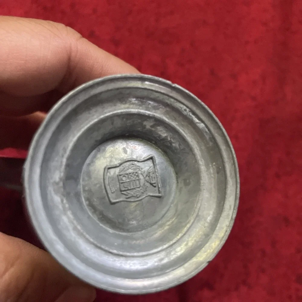 Vintage German Pewter Pitcher With Lid Stamped On The Bottom Stands 5 Inches‎